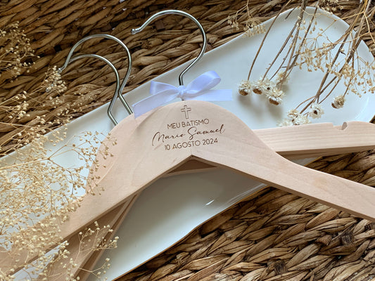 Personalized wood baby hanger