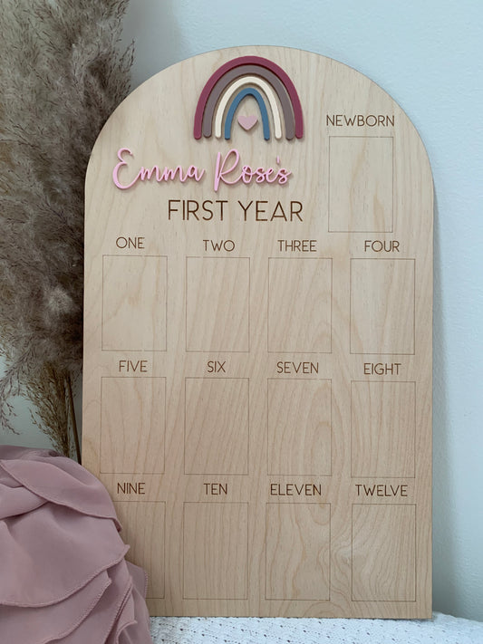 First year photo board - Boho rainbow