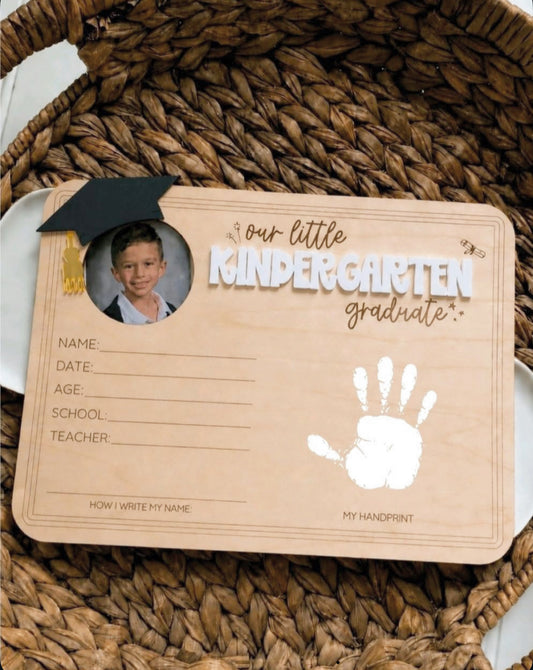 Kindergarten graduation handprint photo keepsake