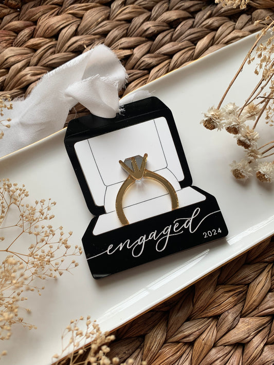 Engagement ring ornament, ring box ornament, engagement gift, Christmas tree ornament