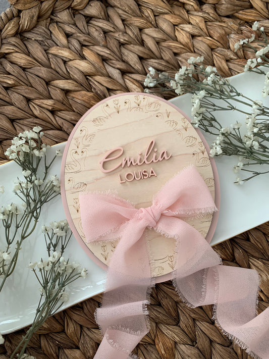 Swan themed baby name sign, birth announcement