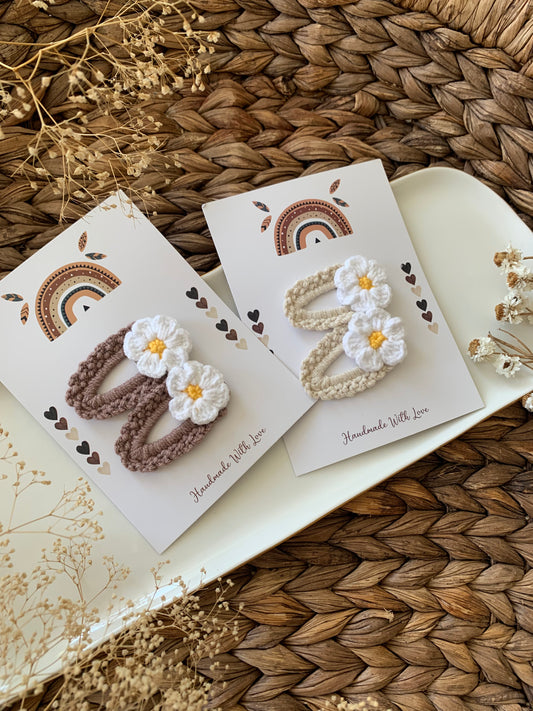 Daisy Crochet Hair Clips - Set of 2