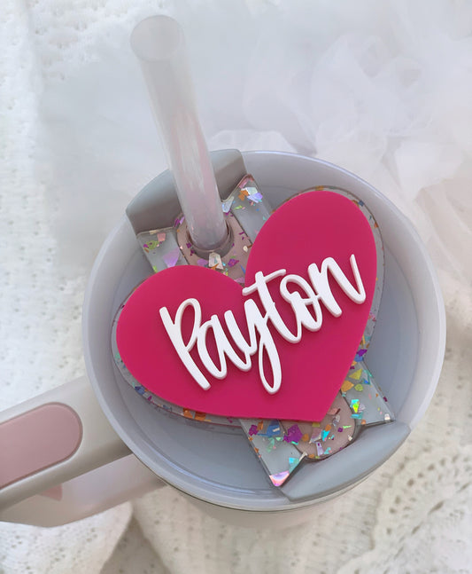 Double Layered Heart Stanley Cup toppers/name plates