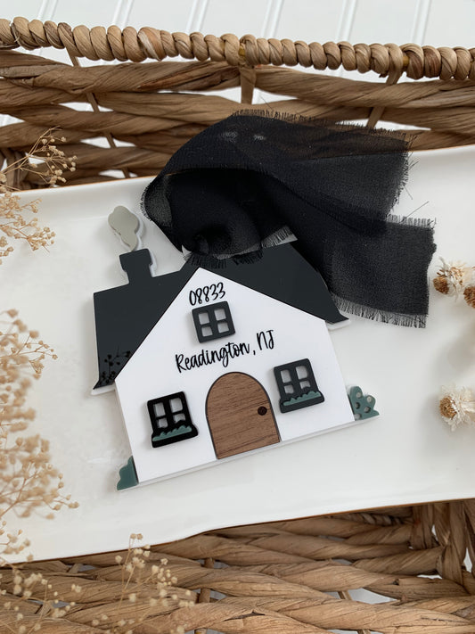 Christmas Farmhouse style ornament, personalized house ornament