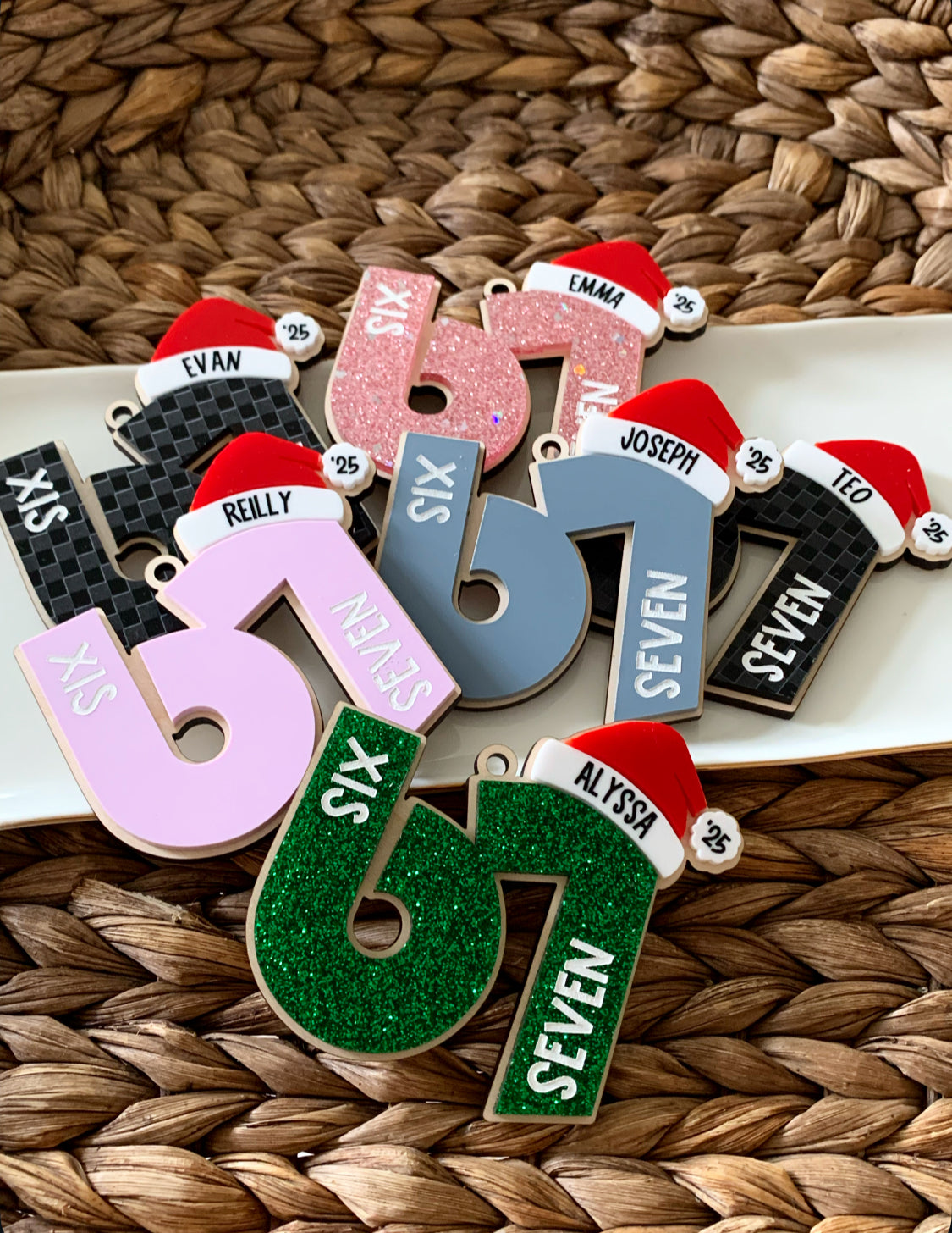 Six seven Christmas tree ornament, personalized 6 7 ornament
