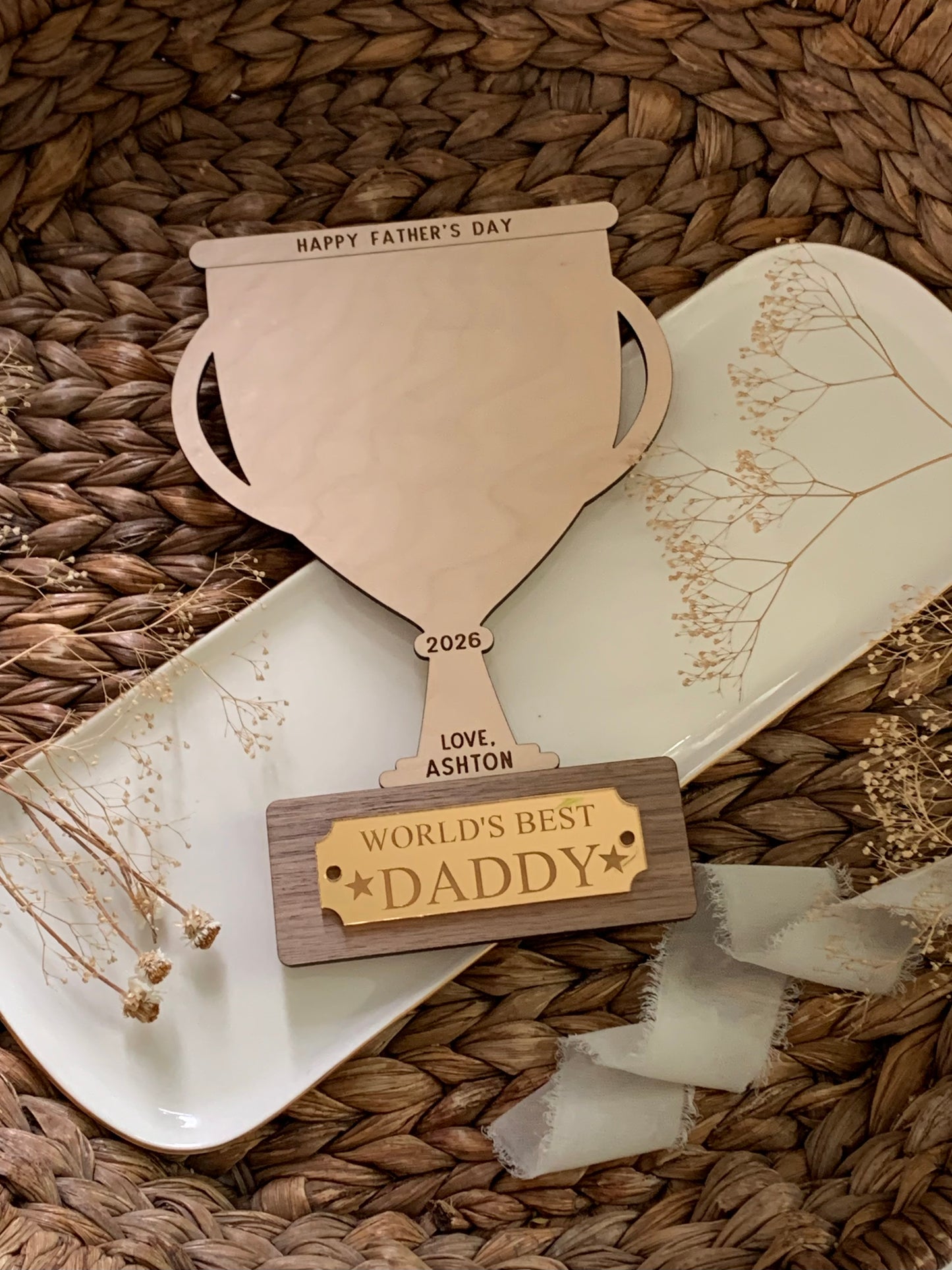 Father’s Day handprint trophy, personalized diy craft keepsake