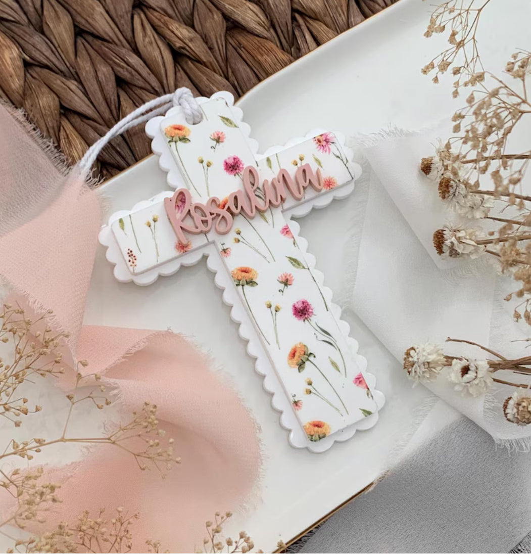 Scalloped Easter Basket Cross Tag