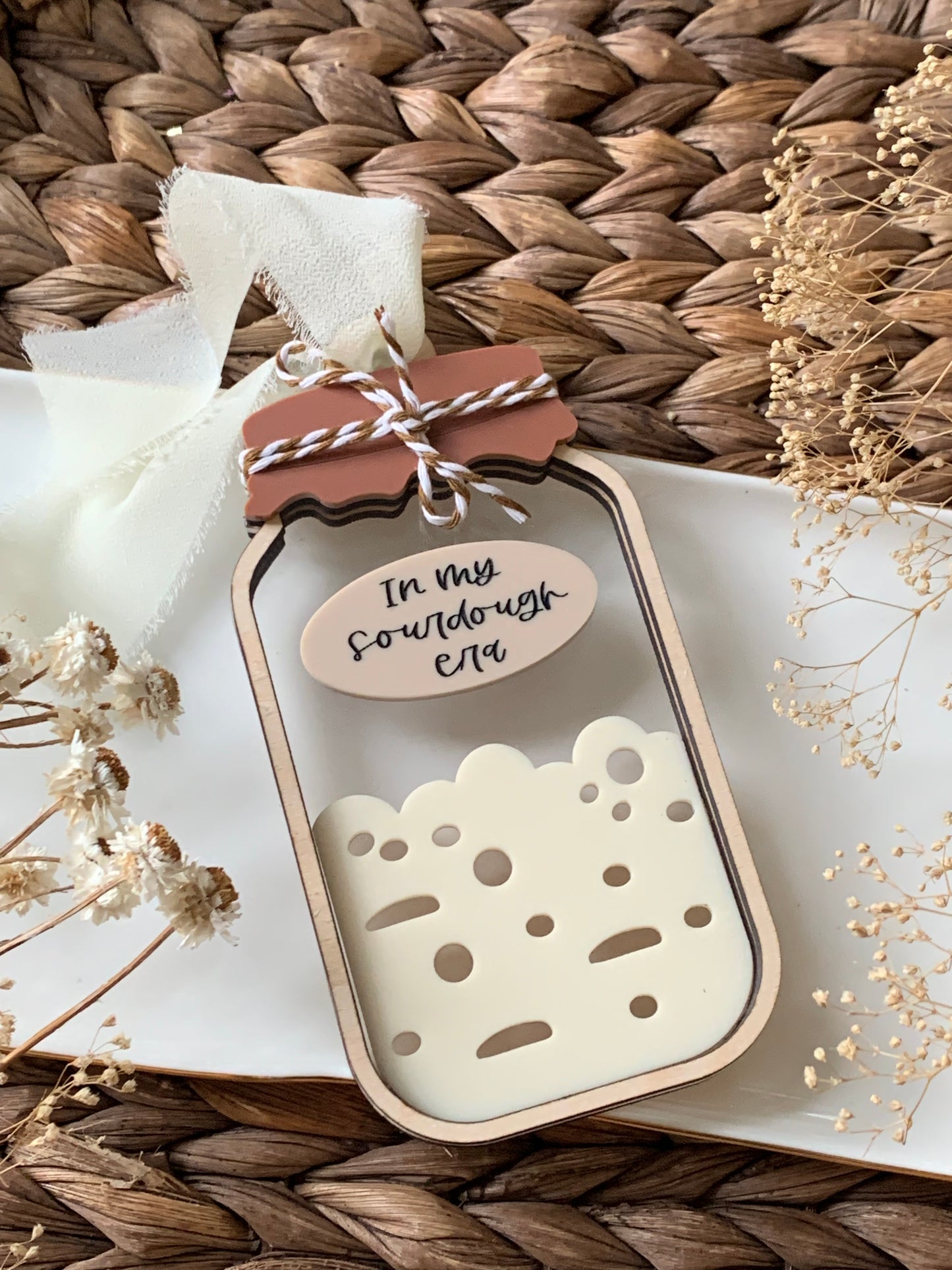 Sourdough ornament, sourdough starter jar, loaf, sourdough era, Christmas ornament