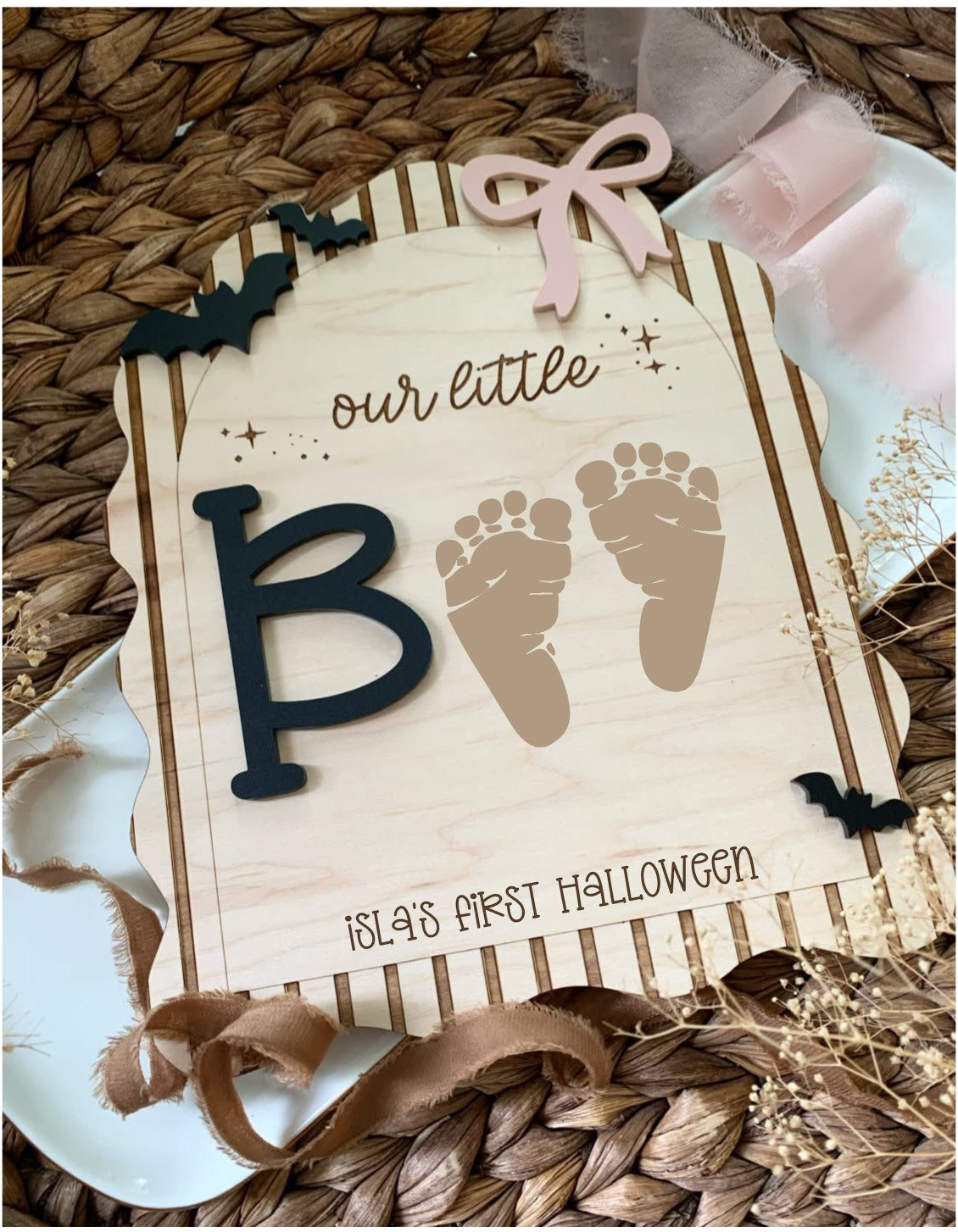 Baby girl First Halloween DIY footprint keepsake