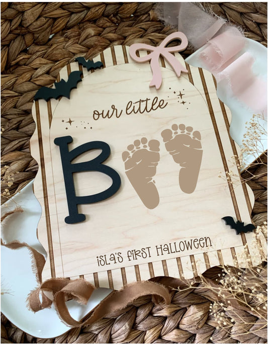 Baby girl First Halloween DIY footprint keepsake