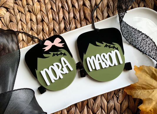 Personalized Frankenstein Halloween Tags, boo tags