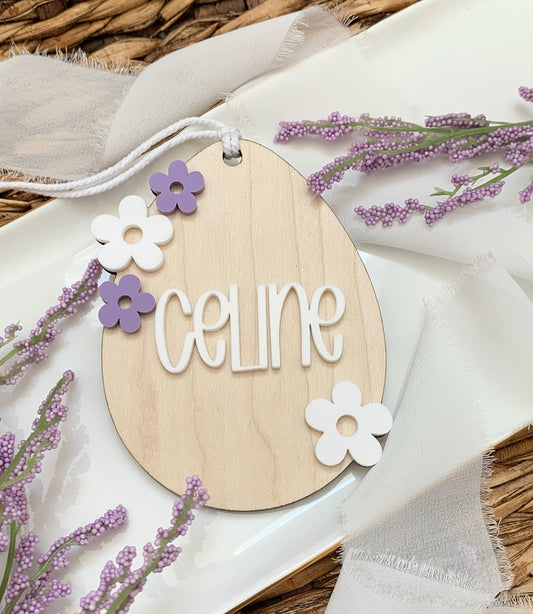 Daisy Easter egg basket tag