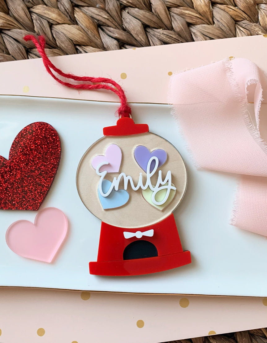 Gumball machine Valentine’s Day tags