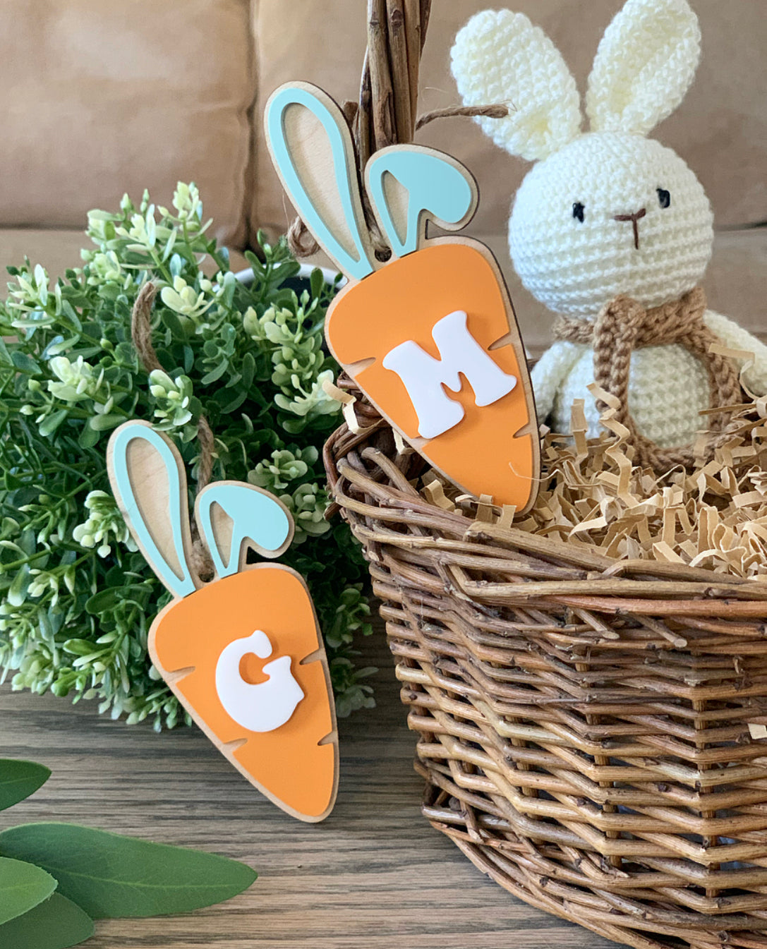Easter carrot tags with initial