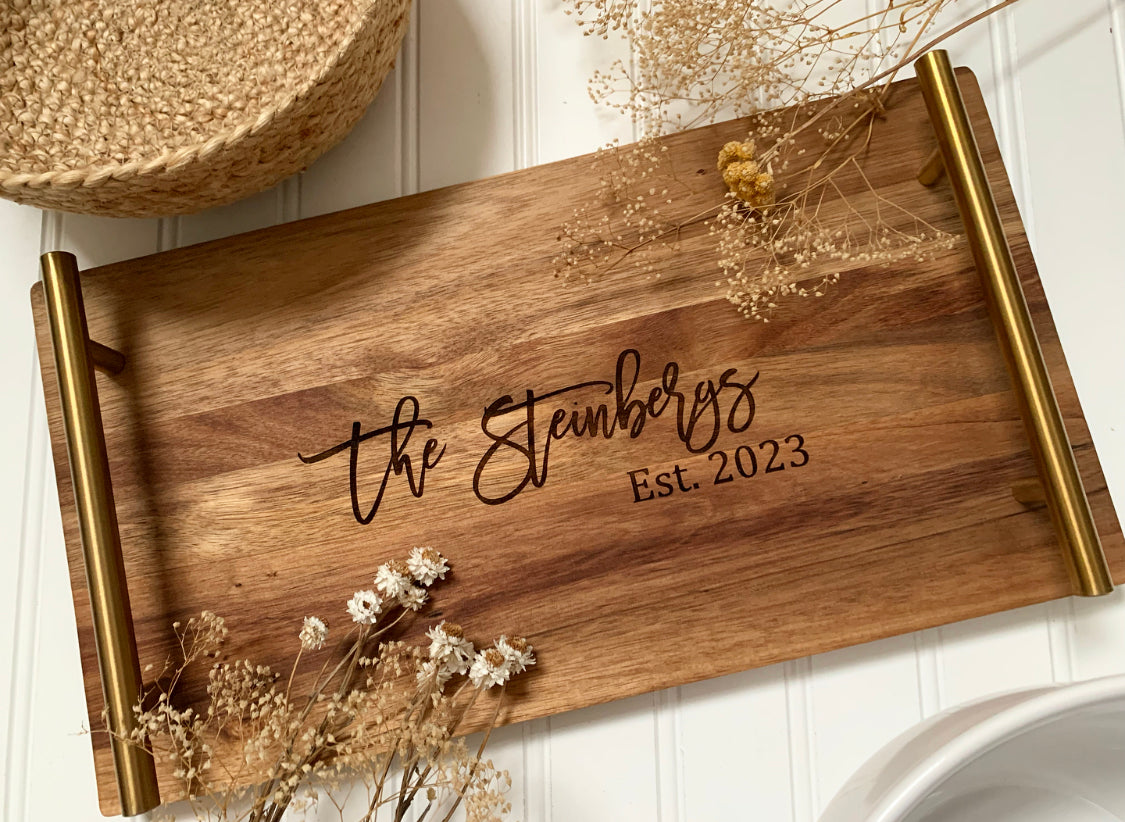 Acacia Wood Serving Tray - Personalized