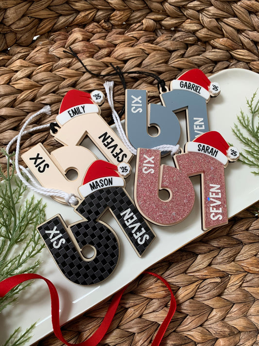 Six seven Christmas tree ornament, personalized 6 7 ornament