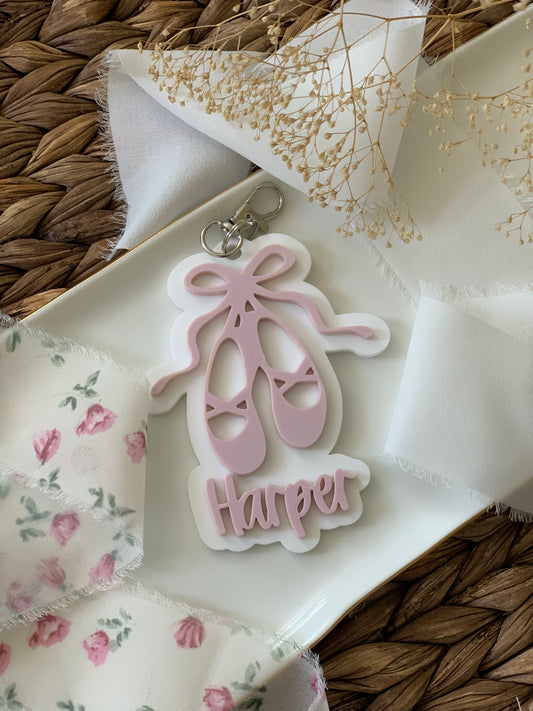 Ballet slippers keychain/ bag tag