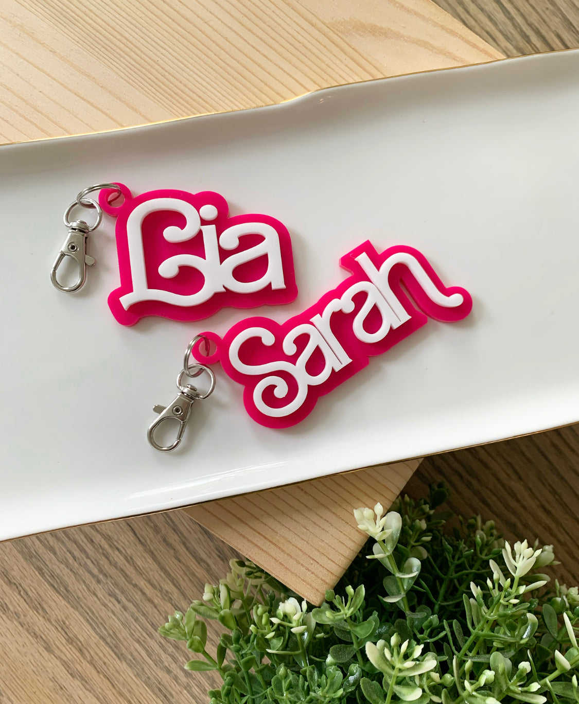 Personalized Barbie inspired name keychain