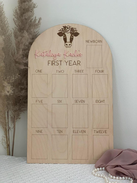 First Year Photo Board - Cow theme