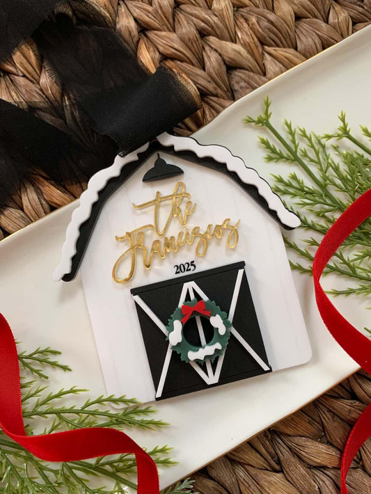 Personalized barn Christmas ornament