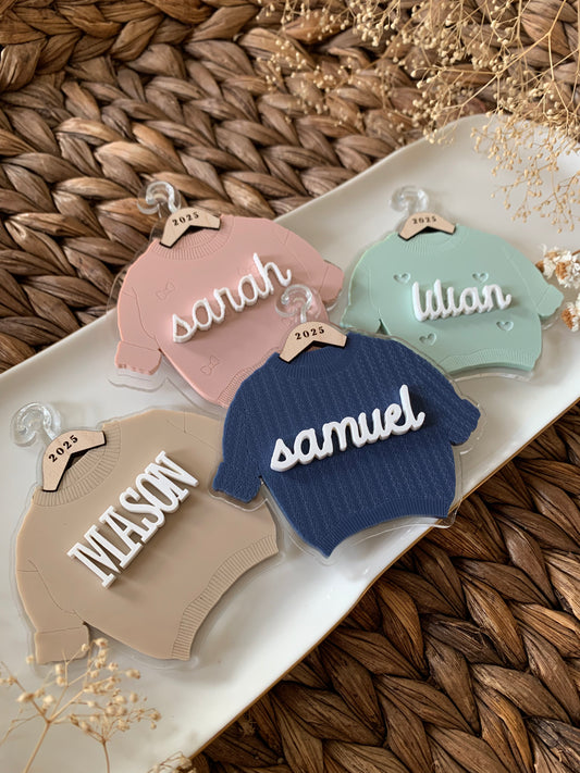 Chunky knit sweater Christmas ornaments