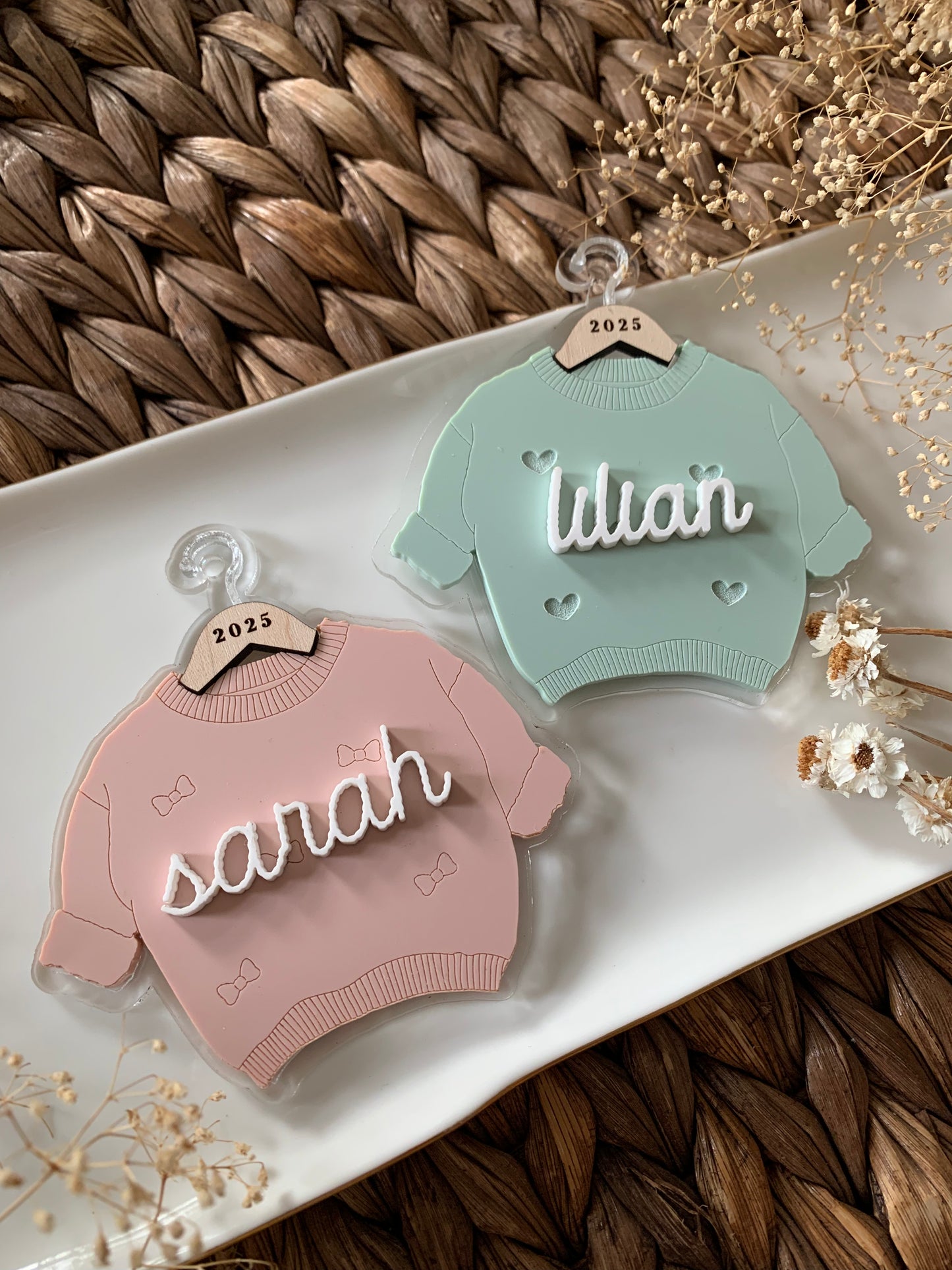 Chunky knit sweater Christmas ornaments