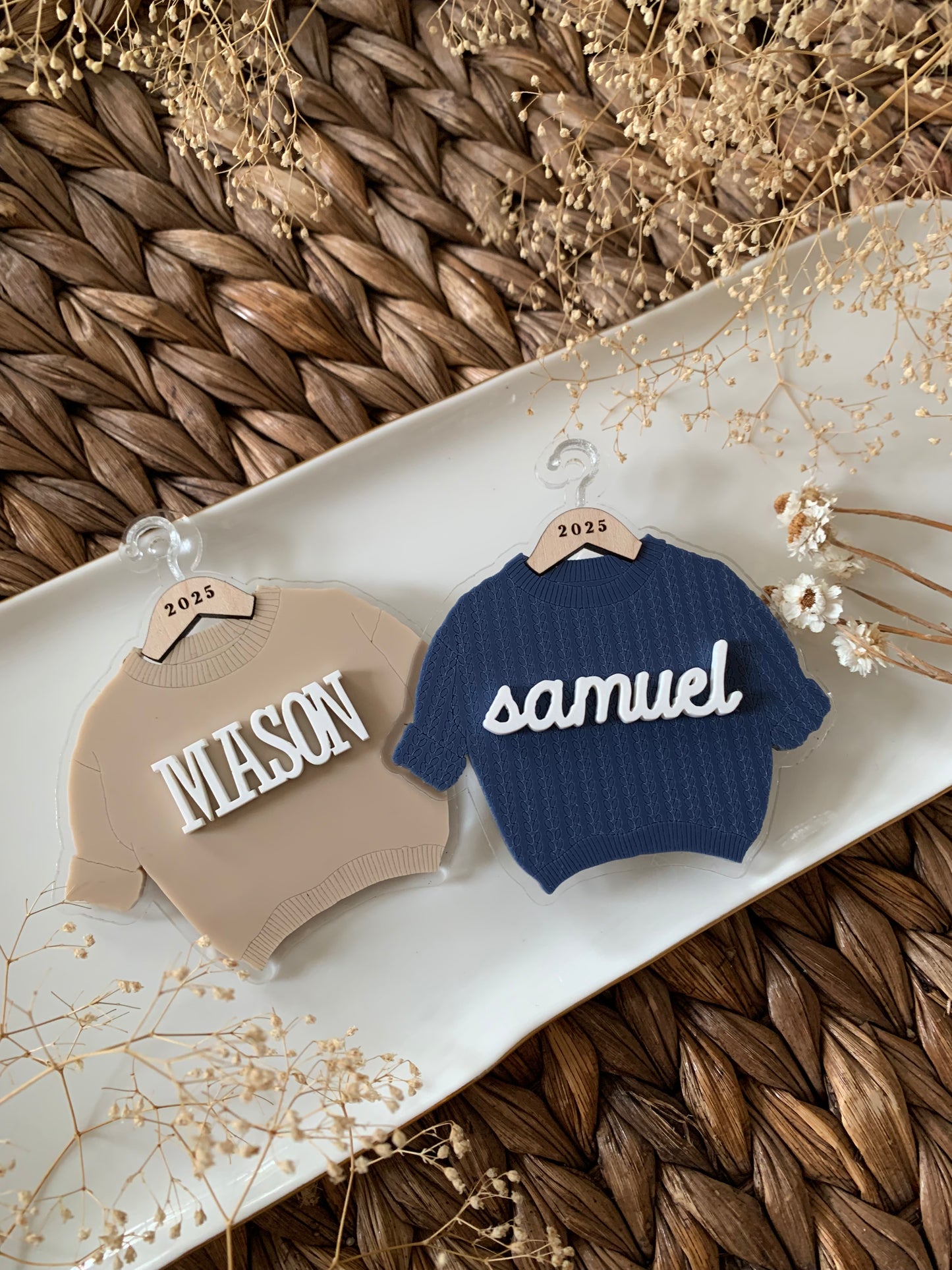 Chunky knit sweater Christmas ornaments