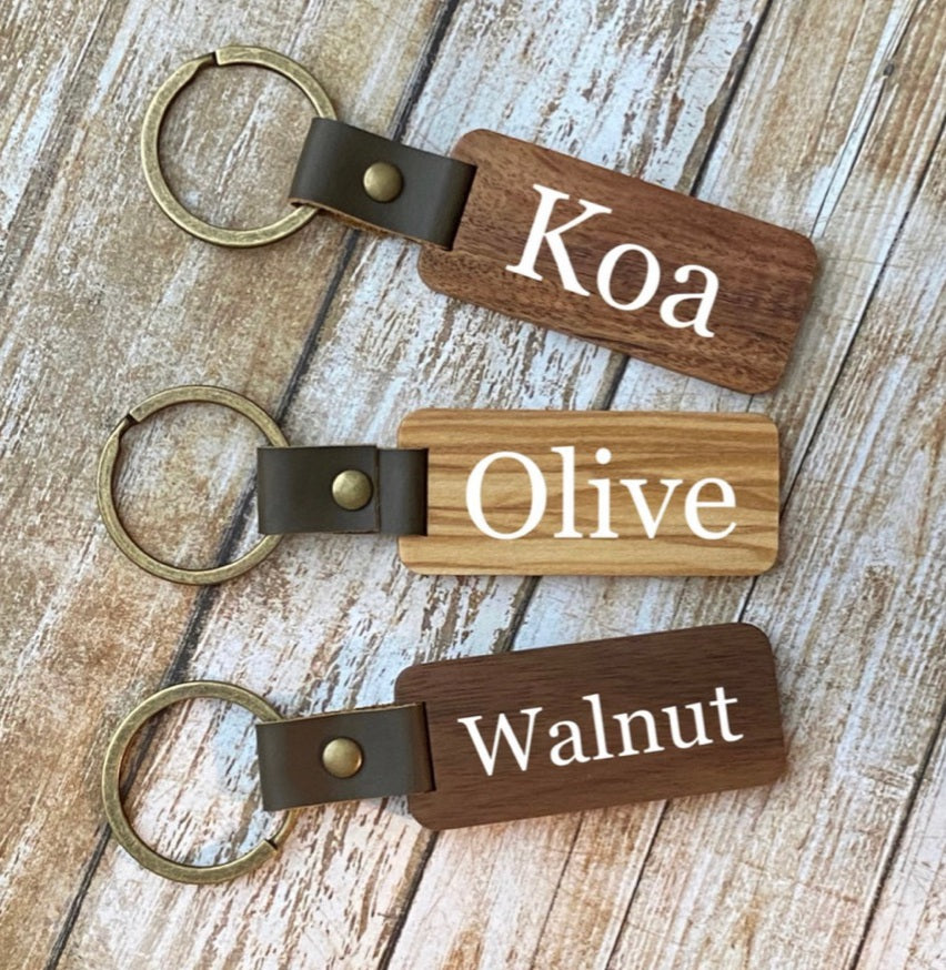 Personalized Wood Engraved Keychain