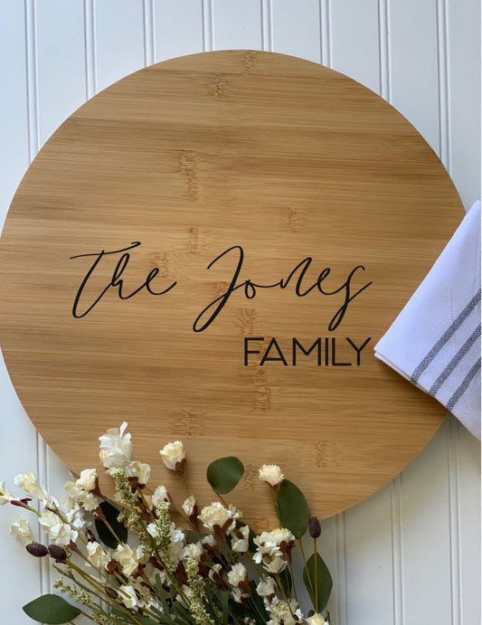 Round Bamboo Butcher Block - Personalized
