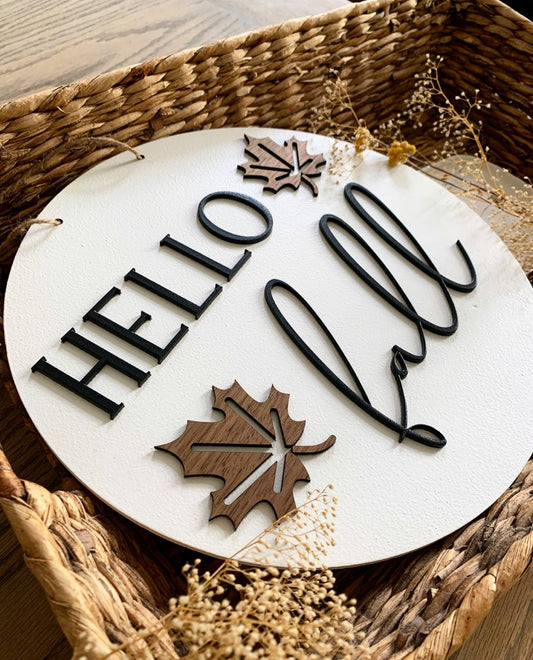 Hello Fall Door Sign (12 or 18 inches)