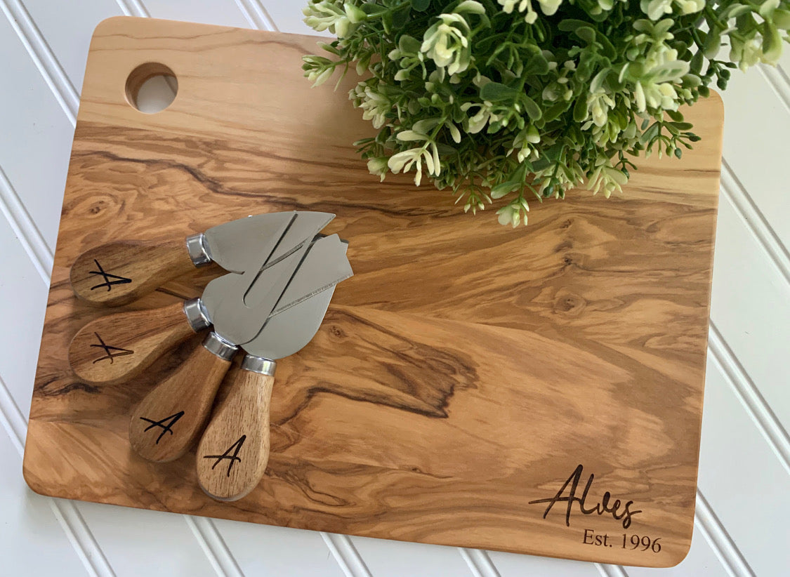 Olive Wood Family Name Cutting Board