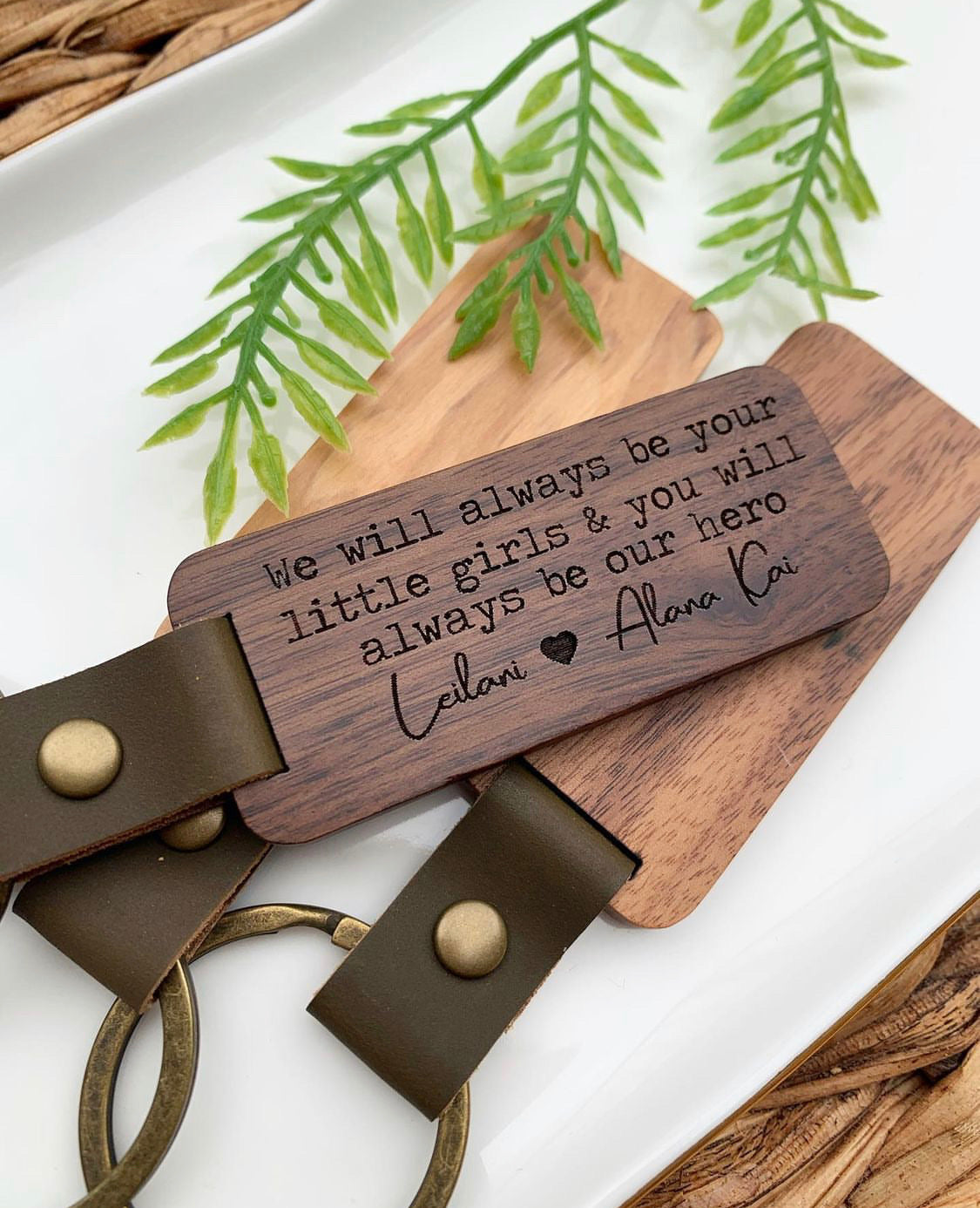 Personalized Wood Engraved Keychain